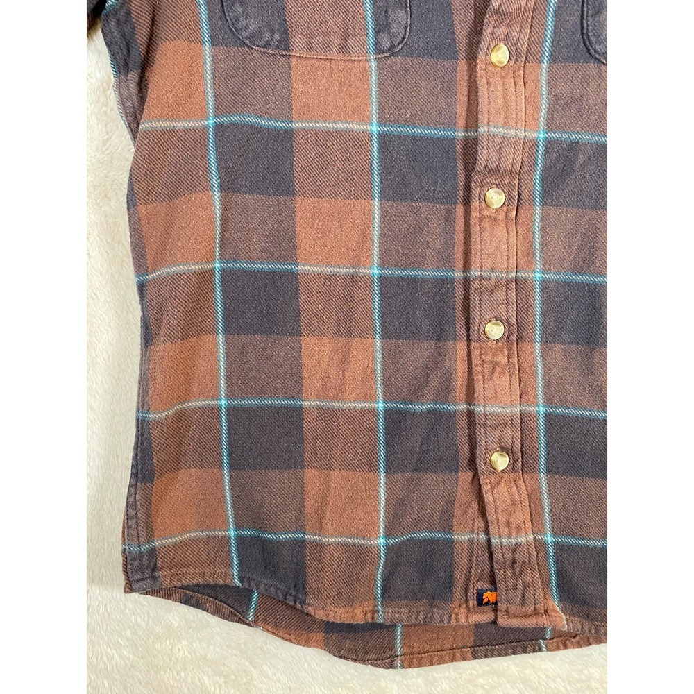 The Normal Brand Shirt Men's M-T Brown Blue Plaid Flannel Long Sleeve Cotton - Picture 5 of 10